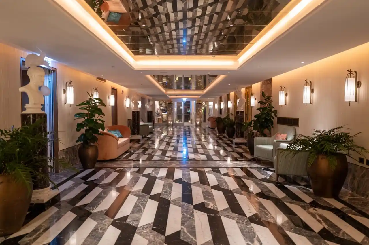 Luxury hotel room with premium amenities