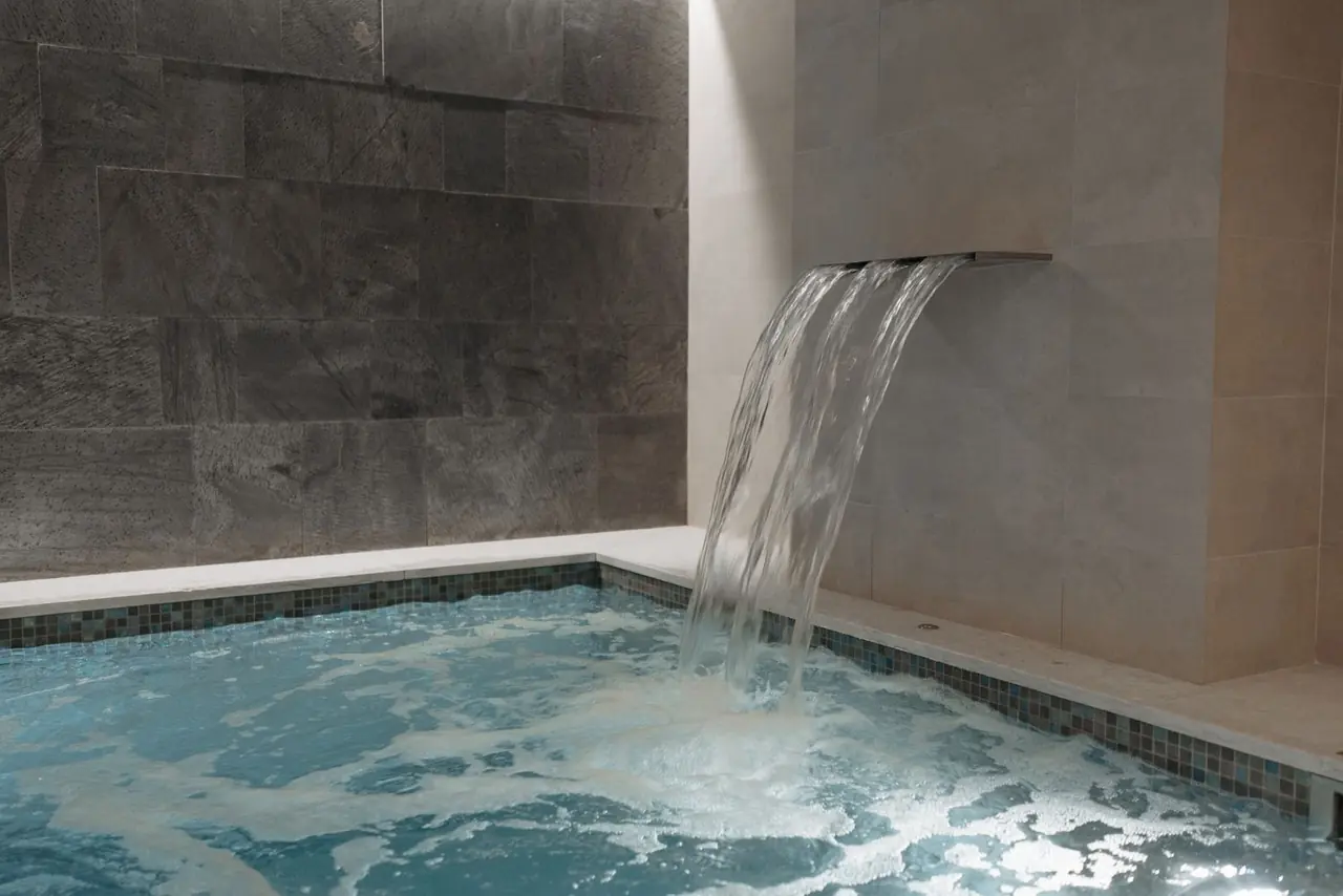 Luxury indoor waterfall spa
