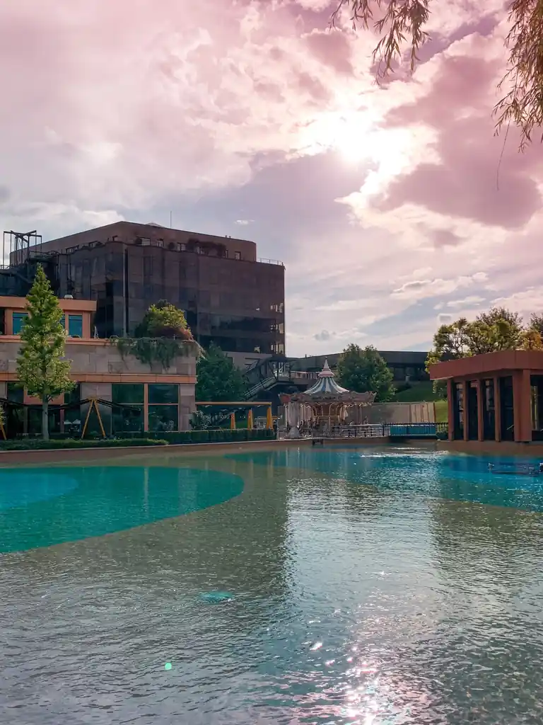 Luxury infinity pool with city view